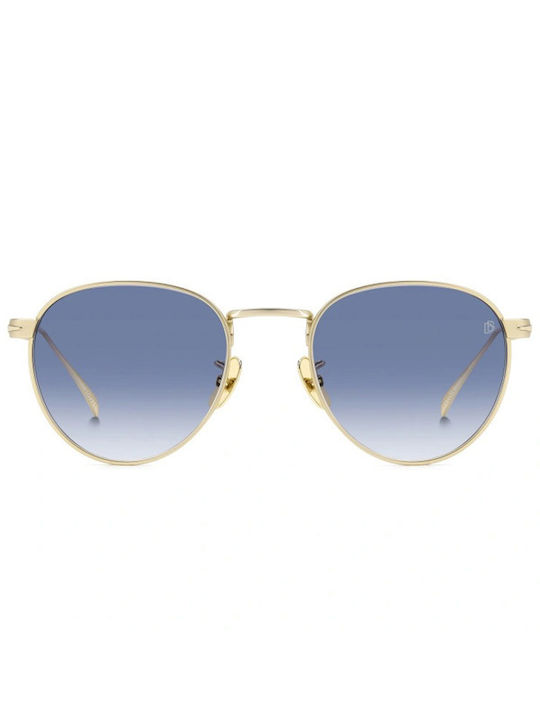 David Beckham Sunglasses with Gold Metal Frame and Blue Gradient Lens DB 1142/S AOZ/08