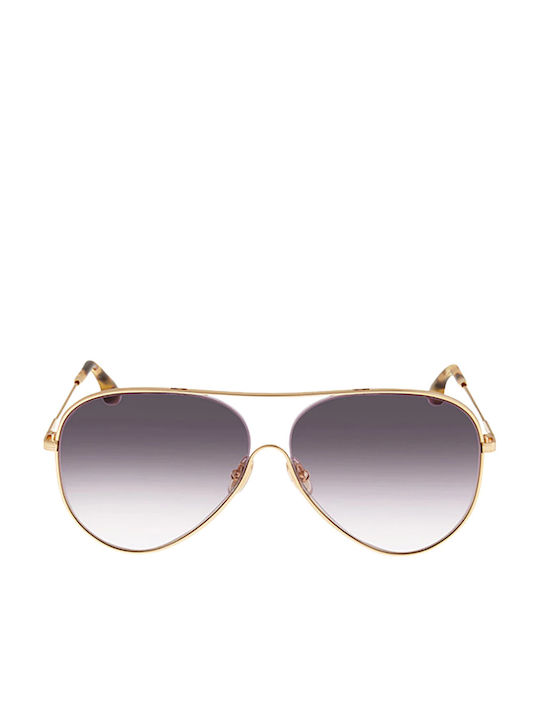 Victoria Beckham Women's Sunglasses with Gold Metal Frame and Gray Gradient Lens VB133S 71