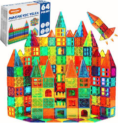 Wonder Toys Μαγνητικό Παιχνίδι Κατασκευών 64 Pieces Classic Magnetic Blocks Construction Tiles Toy