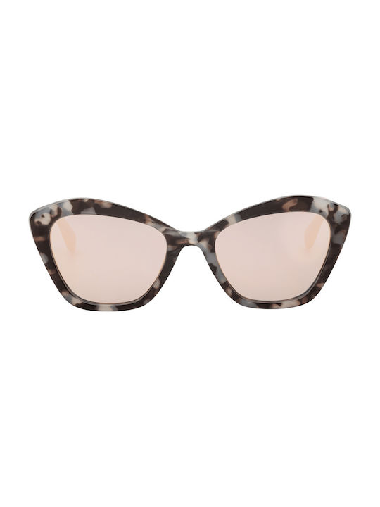 Leopar Women's Sunglasses with Multicolour Tartaruga Plastic Frame and Pink Mirror Lens 07-25800-Leopar-Mirror Pink