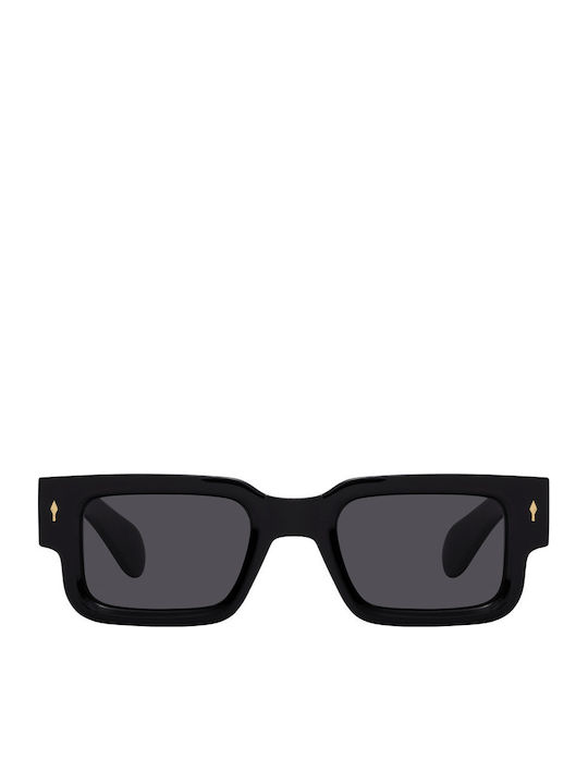 Prima Unisex Sunglasses with Black Horn-Rimmed Frame and Black Lens 2467-02