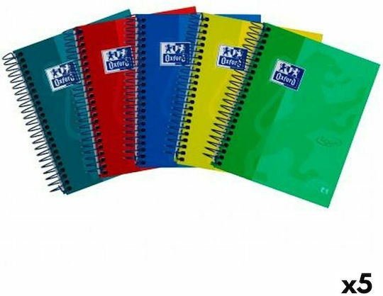 Oxford Set of 5 Spiral Notebooks 120 Sheets with White Pages with Hard Cover Multicolour