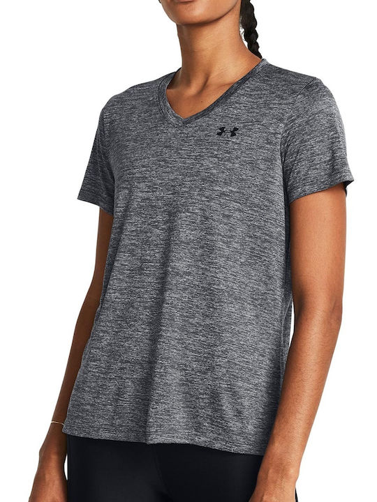 Under Armour Γυναικεία Αθλητική Μπλούζα Fast Drying με V Λαιμόκοψη Γκρι