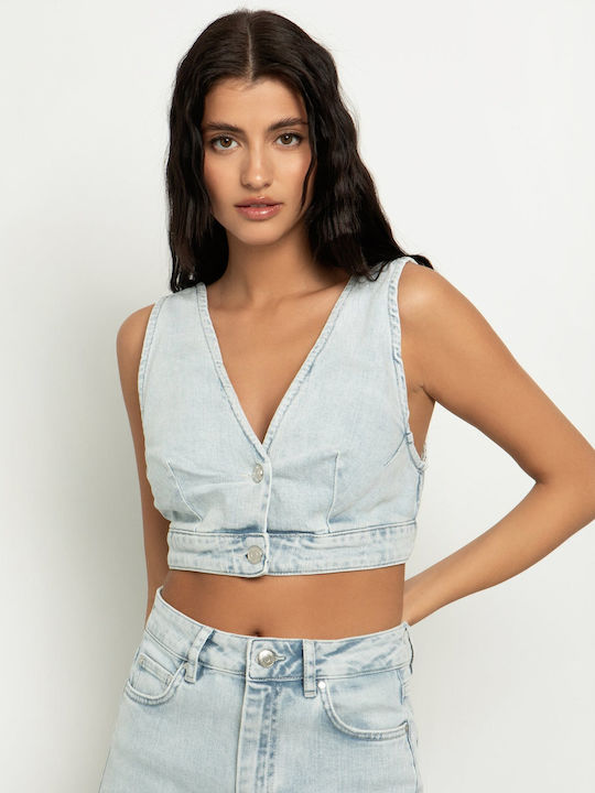 Toi&Moi Damen Sommerliches Crop Top Hellblau