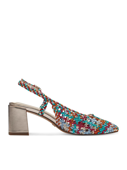 Tamaris Damen Multicolor Strohmule mit dickem niedrigem Absatz 1-29614-42 902 Multicolor