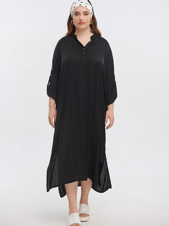 Jucita Summer Midi Shirt Dress Dress Black