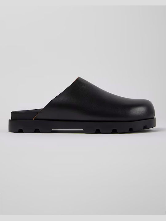 Camper Heel Leather Mules Black