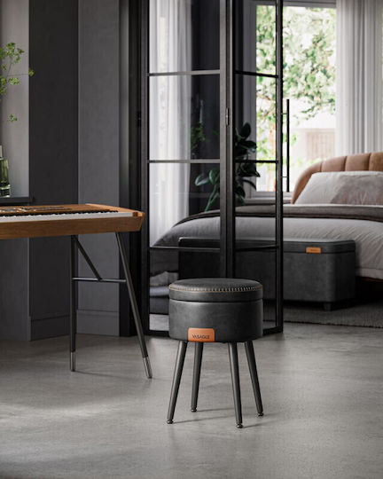 Stool For Living Room With Storage Space Black 38.2x38.2x44.4cm