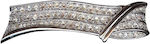 Metallic Barret Metallic Wave Design Silver Decorated With Strass