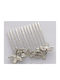 Metallic comb in silver color decorated with leaves and details with white strass