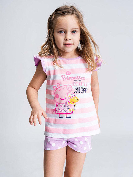 Summer Children's Pajamas Peppa Pig Pink Purple