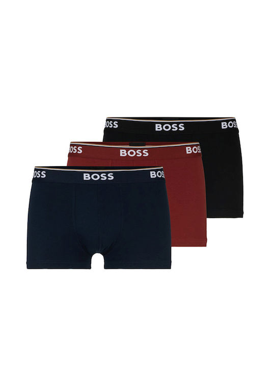 Hugo Boss Boxeri pentru bărbați Black-burgundy-burgundy-dark Blue 3Pachet