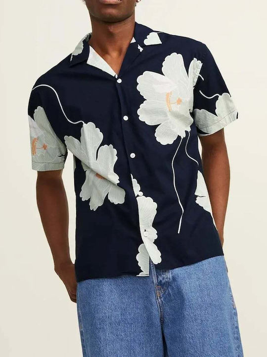 Jack Jones Kurzärmlig Baumwolle Hemd Blumen Blau 12252948