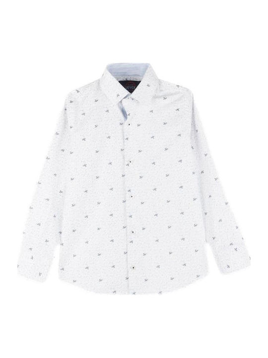 Kids Shirt Long Sleeve White Leaves