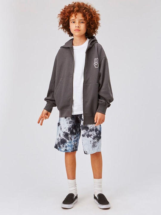 Molo Kids Sweatshirt Cardigan Cotton with Hood Space Grey