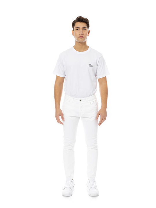 Cover Jeans Men's Trousers Elastic in Slim Fit White
