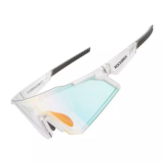 Rockbros Cycling Glasses with White Frame & Photochromic Lenses