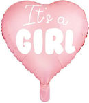 Balloon Foil Girl Birth Heart Pink 45cm