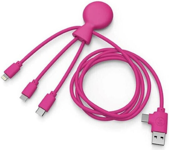 Xoopar USB to Lightning / Type-C / micro USB Cable Πολύχρωμο 1m (XP103598)