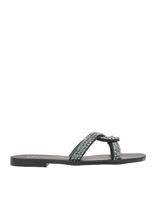 E1-087 Flip-flops & Slides Haralas - Black - Leather