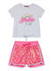 Kids' Set with Shorts Summer 2pcs Bright Coral Summer Butterfly