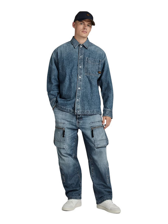 Men's Jeans Pants Cargo with Relaxed Fit Blue