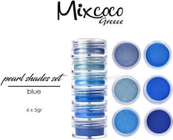 Mixcoco Dekopulver für Nägel in Blau Farbe 6Stück