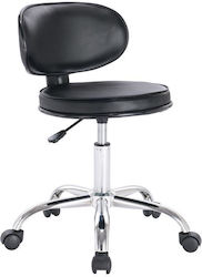 Glo Round Office & Desk Stool with Backrest Black 51x51x67cm