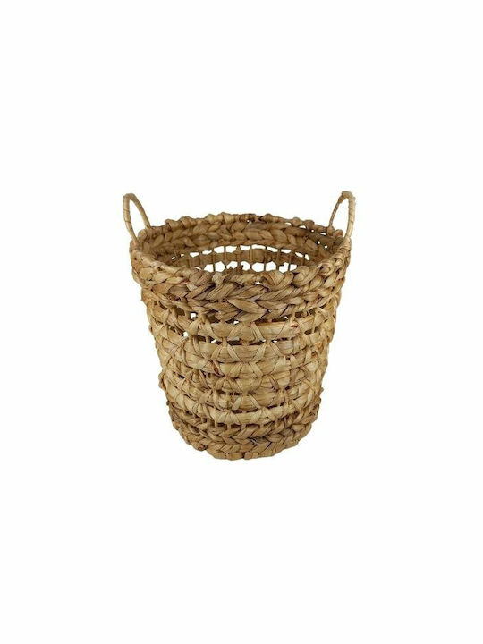 JK Home Decoration Διακοσμητικό Καλάθι Ψάθινο με Χερούλια Μπεζ 32x39εκ.