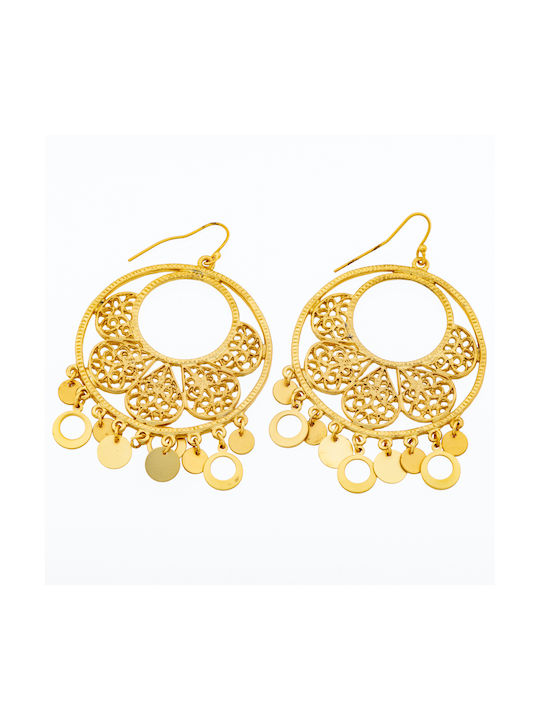 Metallic Earrings Archaic Perforated Design