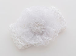 Hair Ribbon With Flower-White