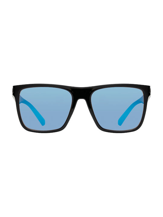 Sunglasses with Black Plastic Frame and Light Blue Mirror Lens 068007-04