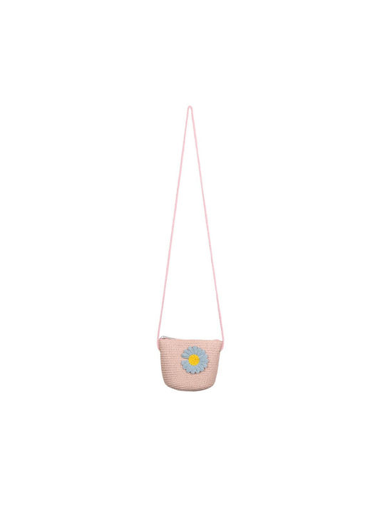 Children's Straw Bag With Daisy Pink