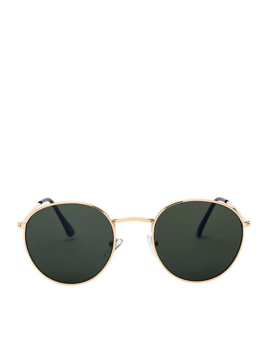 Limone Unisex Sonnenbrillen mit Goldenem Metallrahmen und Schwarzen Gläsern