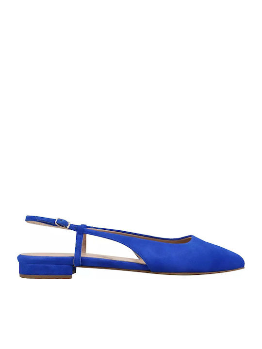 Suede Γυναικείες Μπαλαρίνες Slingback σε Μπλε Χρώμα