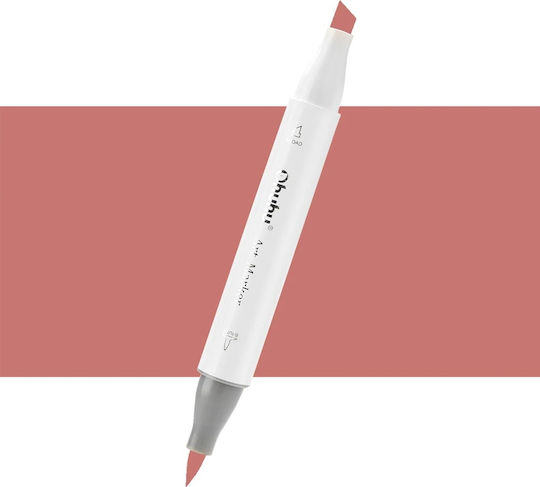 Ohuhu Honolulu Brush & Chisel Light Mahogany E060 Drawing Marker 6mm Double Tip