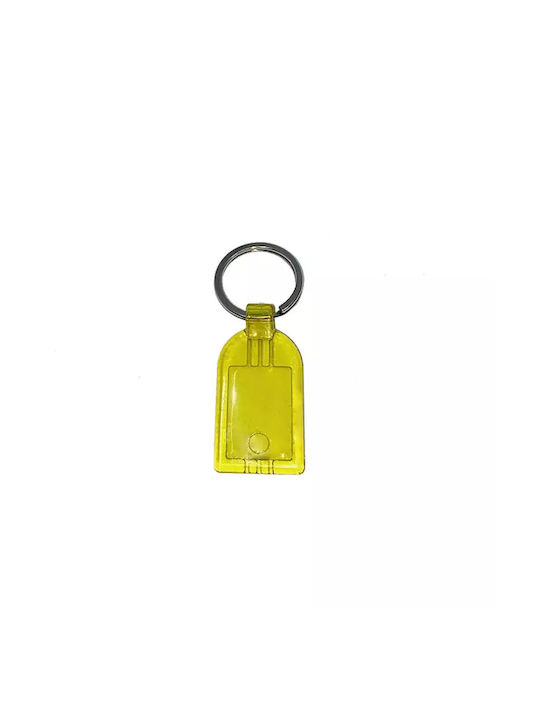Plastic Keychain Rectangular Transparent Yellow Keyring St-key-010