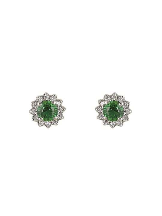 9 Carat White Gold Rosette Earrings with Green Stone Eaxr24567s 9 Carat