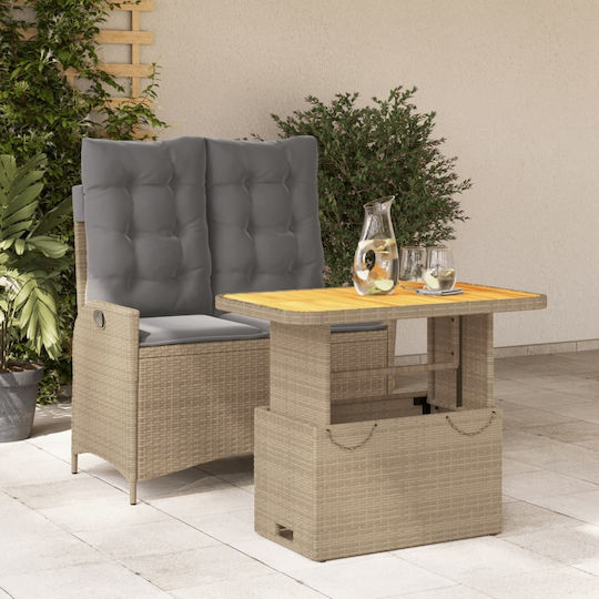 Garten- und Outdoor-Möbelsets 2 Stück Beige mit Kissen