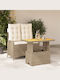 Garden & Outdoor Furniture Sets Dining Room Set 2 Pieces Beige with Pillows