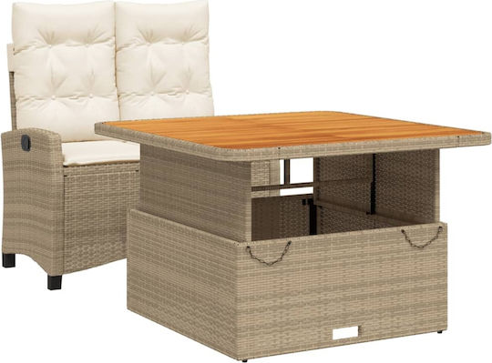 Garten- und Outdoor-Möbelsets 2 Stück Beige mit Kissen
