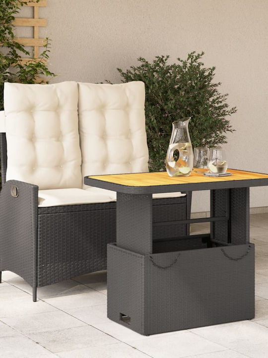 Garden & Outdoor Furniture Sets Dining Room Set 2 Pieces Black with Pillows