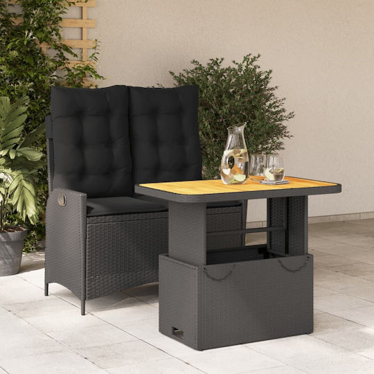 Garten- und Outdoor-Möbelsets 2 Stück Schwarz mit Kissen