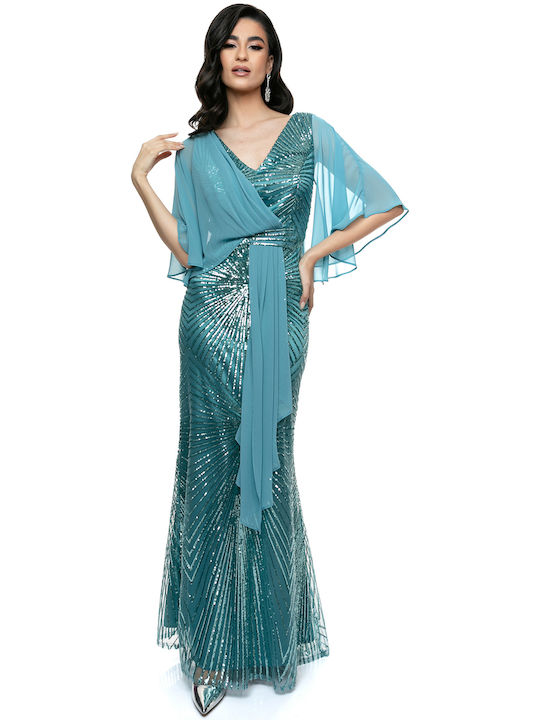 RichgirlBoudoir Summer Maxi Evening Dress Slip Dress with Lace Blue