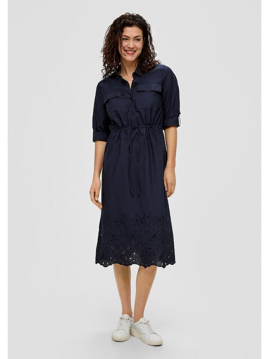 Sommer Midi Hemdkleid Blau