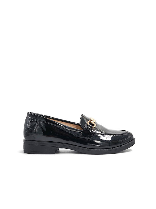 Plato Patent Leather Women's Moccasins in Black Color