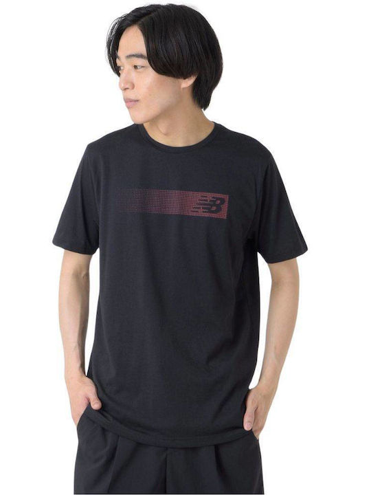 New Balance Heathertech Ανδρικό T-shirt Κοντομάνικο Μαύρο