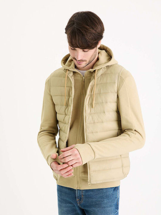 Celio Ärmellos Herren Winter Jacke Lässig Beige