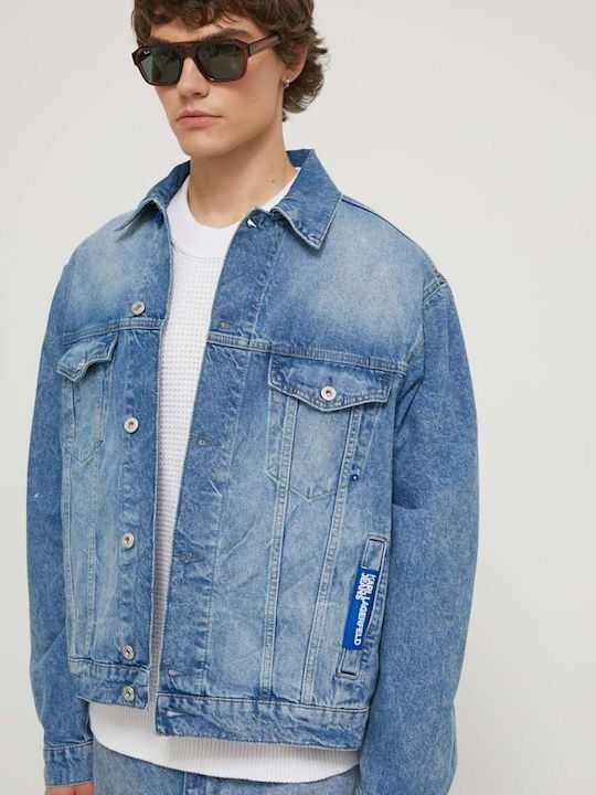 Karl Lagerfeld Men's Winter Denim Jacket Blue Denim