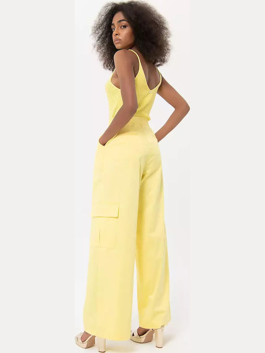 Dama Tesatura Pantaloni Cargo Galben